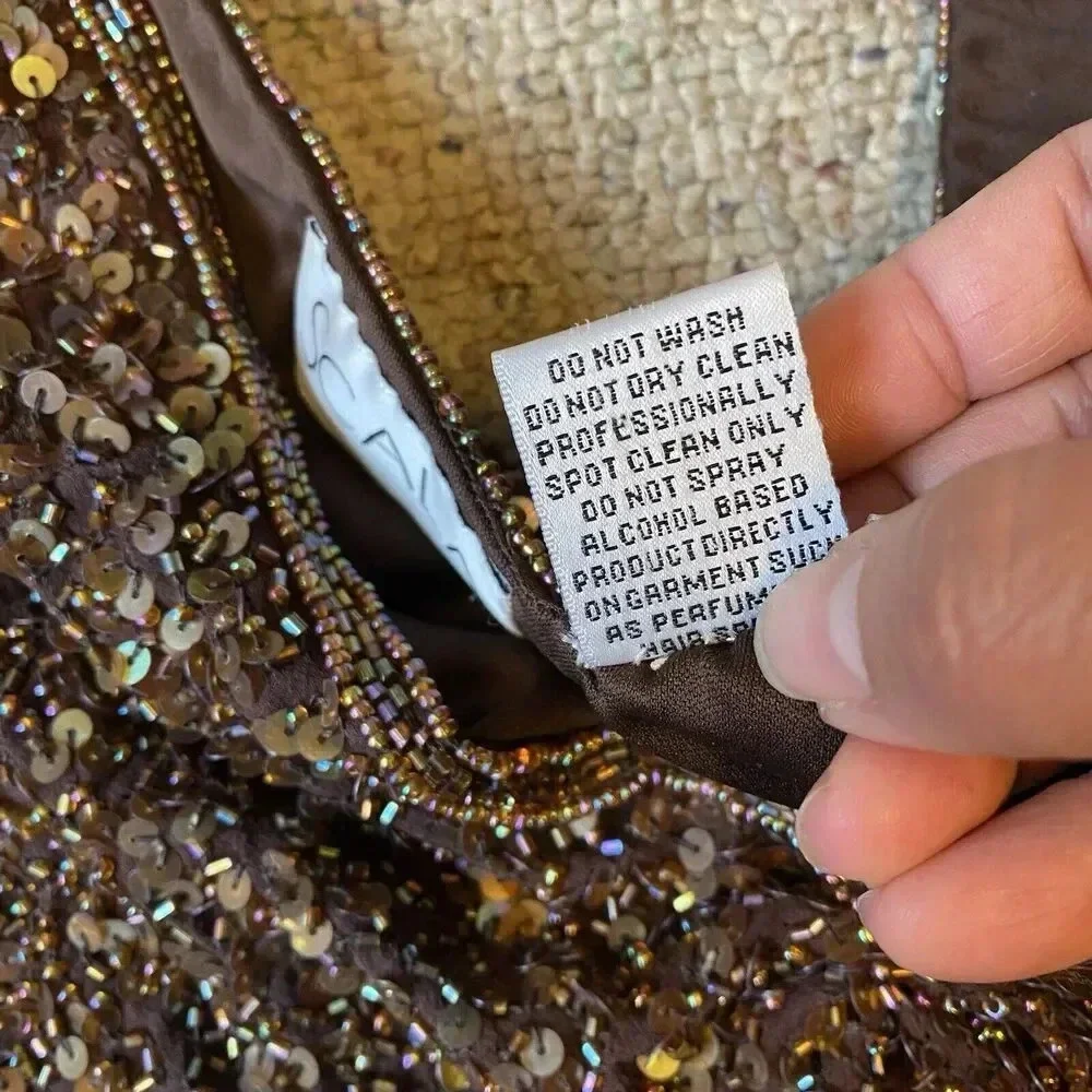 VTG Scala Silk Sequins V Neck Whimsigoth Fairy Lady 12 Evening Party Blouse Top - Picture 4 of 12